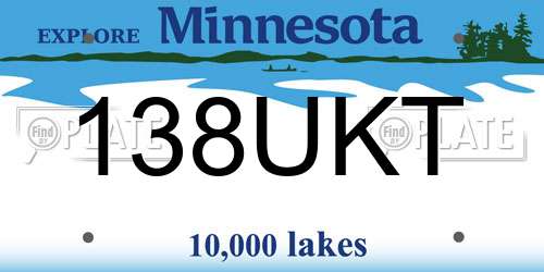 138UKT Minnesota License Plate