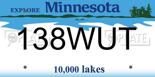 138WUT Minnesota License Plate