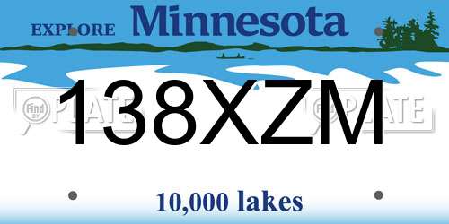 138XZM Minnesota License Plate