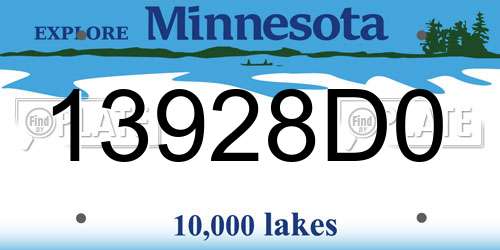 13928D0 Minnesota License Plate