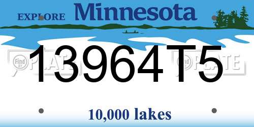13964T5 Minnesota License Plate