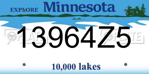 13964Z5 Minnesota License Plate