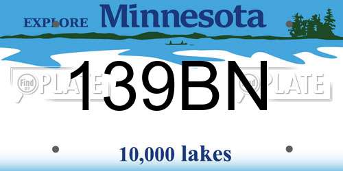 139BN Minnesota License Plate