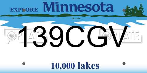 139CGV Minnesota License Plate