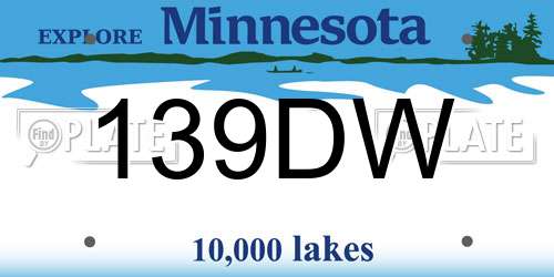 139DW Minnesota License Plate