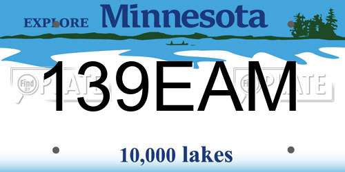 139EAM Minnesota License Plate