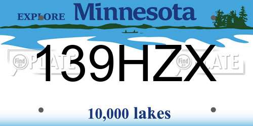 139HZX Minnesota License Plate