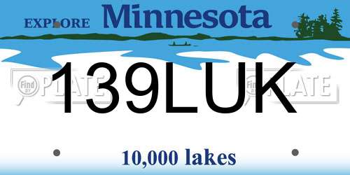 139LUK Minnesota License Plate