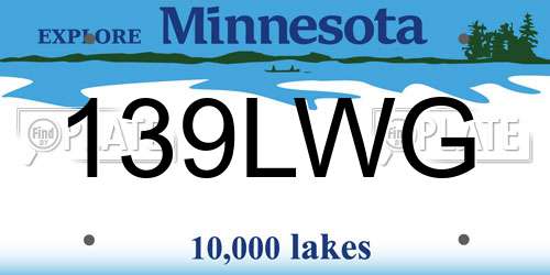 139LWG Minnesota License Plate