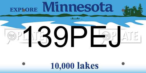 139PEJ Minnesota License Plate