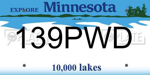 139PWD Minnesota License Plate