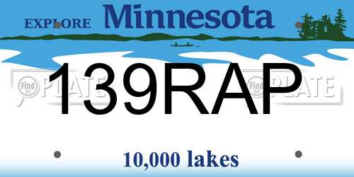 139RAP Minnesota License Plate
