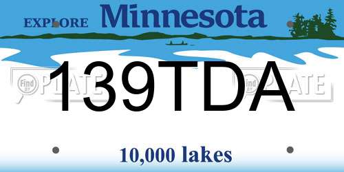 139TDA Minnesota License Plate