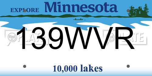 139WVR Minnesota License Plate