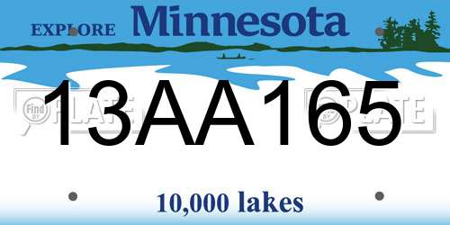 13AA165 Minnesota License Plate