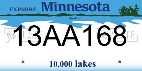 13AA168 Minnesota License Plate