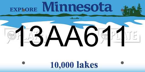 13AA611 Minnesota License Plate