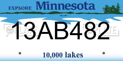 13AB482 Minnesota License Plate