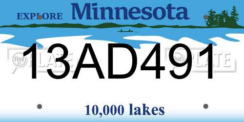 13AD491 Minnesota License Plate