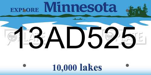 13AD525 Minnesota License Plate