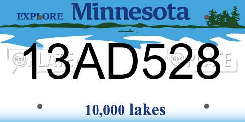 13AD528 Minnesota License Plate
