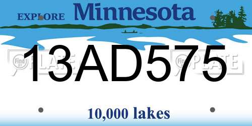 13AD575 Minnesota License Plate