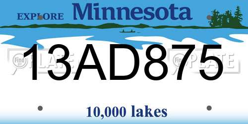 13AD875 Minnesota License Plate