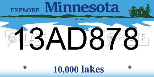 13AD878 Minnesota License Plate