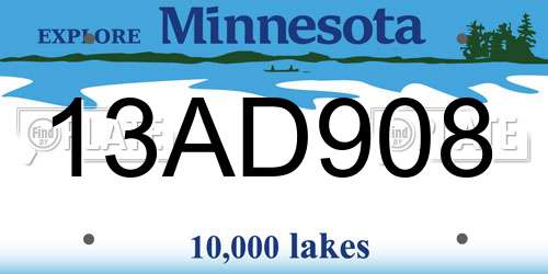 13AD908 Minnesota License Plate