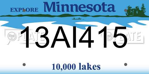 13AI415 Minnesota License Plate