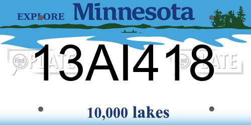 13AI418 Minnesota License Plate