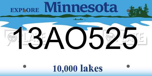 13AO525 Minnesota License Plate