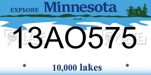 13AO575 Minnesota License Plate