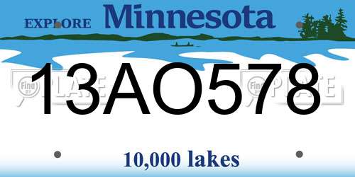 13AO578 Minnesota License Plate