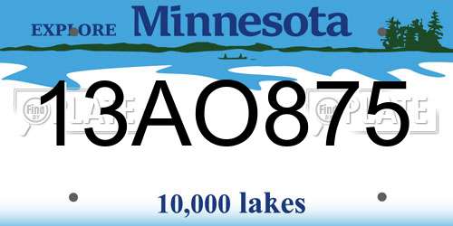 13AO875 Minnesota License Plate
