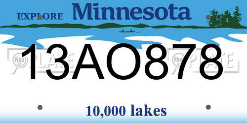 13AO878 Minnesota License Plate
