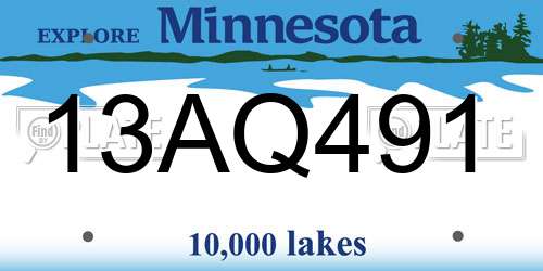 13AQ491 Minnesota License Plate