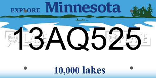 13AQ525 Minnesota License Plate