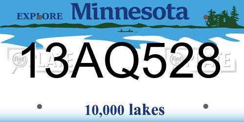 13AQ528 Minnesota License Plate