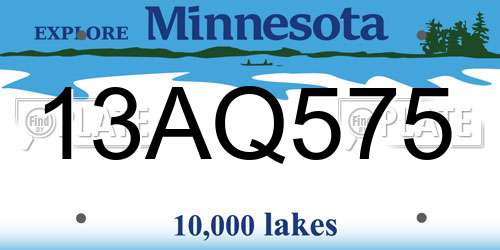 13AQ575 Minnesota License Plate