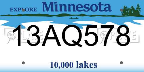 13AQ578 Minnesota License Plate