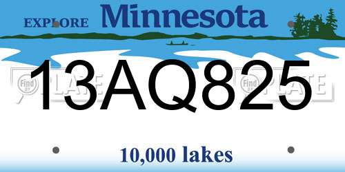 13AQ825 Minnesota License Plate