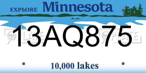 13AQ875 Minnesota License Plate