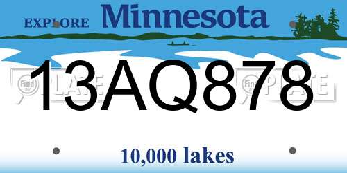 13AQ878 Minnesota License Plate