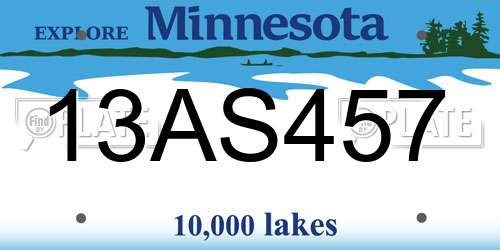 13AS457 Minnesota License Plate