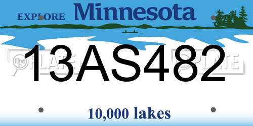 13AS482 Minnesota License Plate