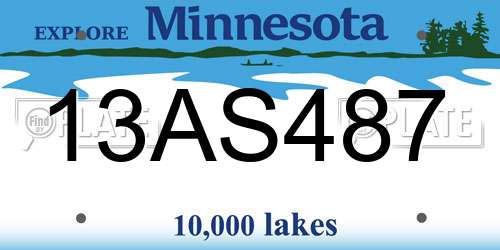 13AS487 Minnesota License Plate