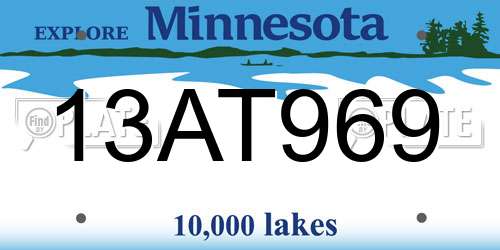 13AT969 Minnesota License Plate