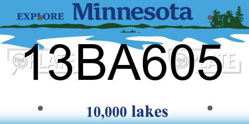 13BA605 Minnesota License Plate