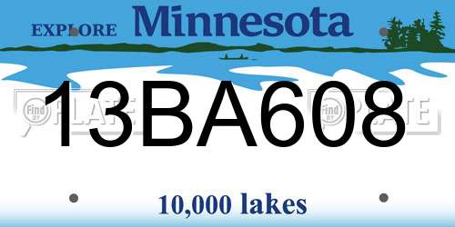 13BA608 Minnesota License Plate